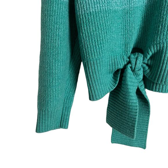 Parker Hampton Teal Blue Colorblock Tie Hem Crewneck Sweater Size Large - Picture 7 of 11